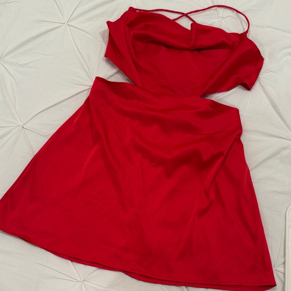 SHEIN Vibrant Red Backless Dress
